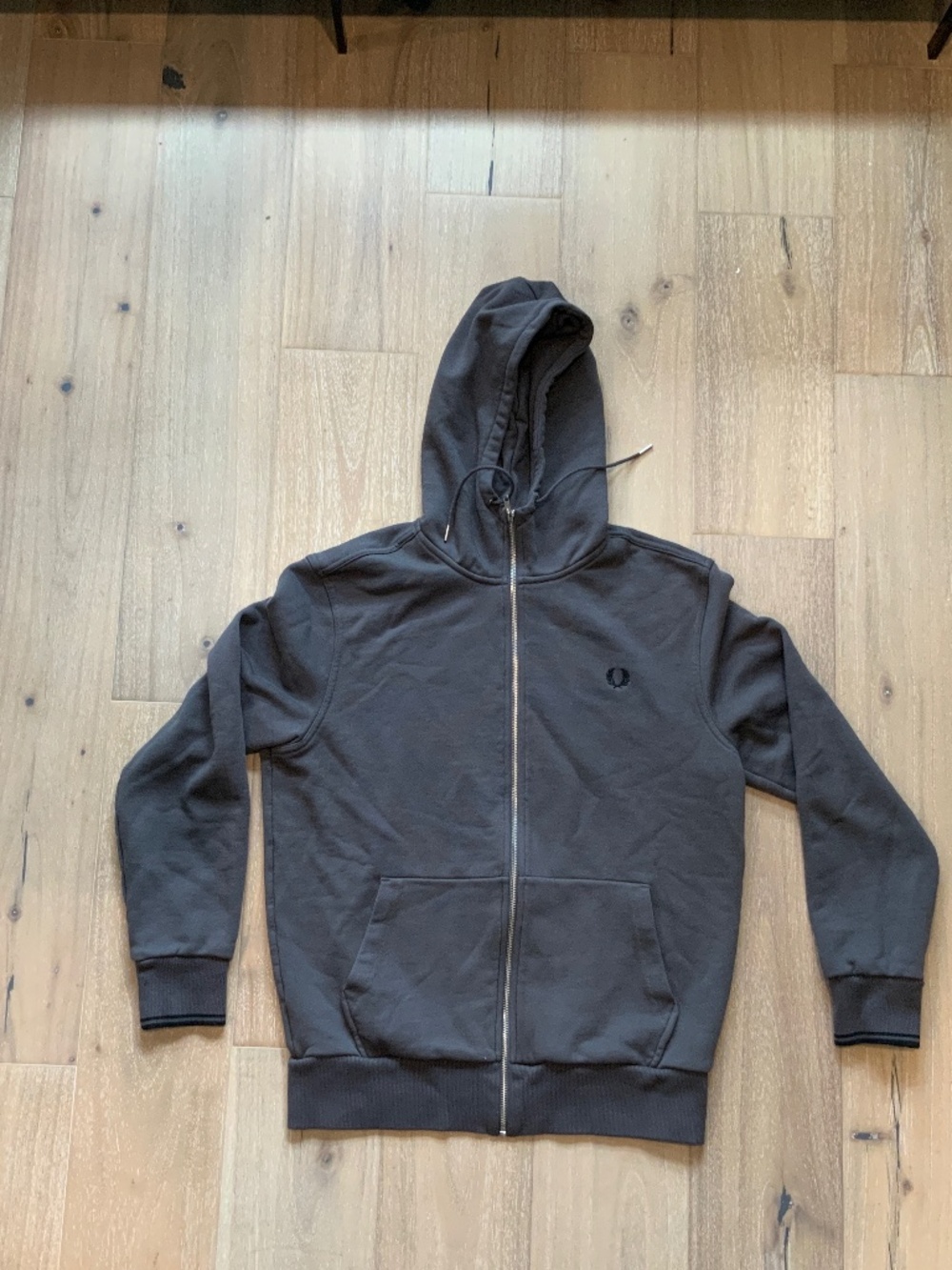 Fred Perry full zip hooded sweatshirt Large charcoal